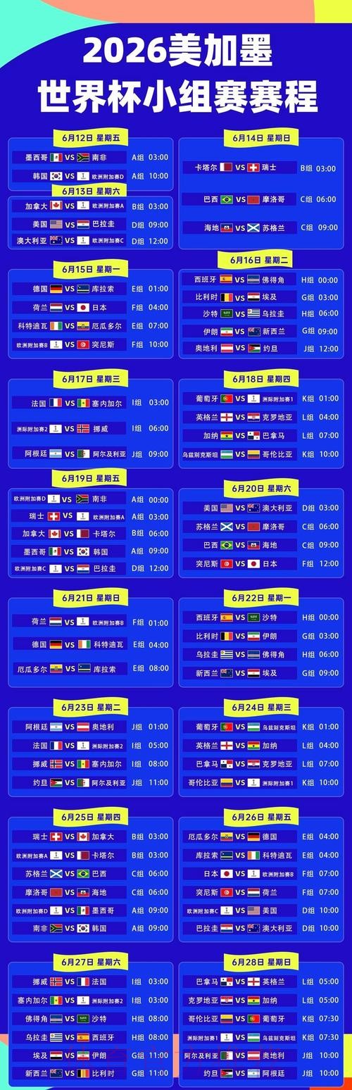 2026美加墨世界杯完整赛程哪里看 2026美加墨世界杯完整赛程哪里看